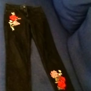 H&M black embroidered jeans
